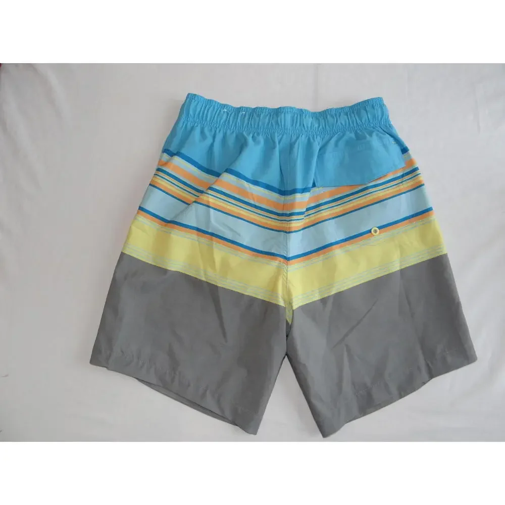 Laguna Men's Beach Shorts - Stylish Stripes in Blue & Gray‎